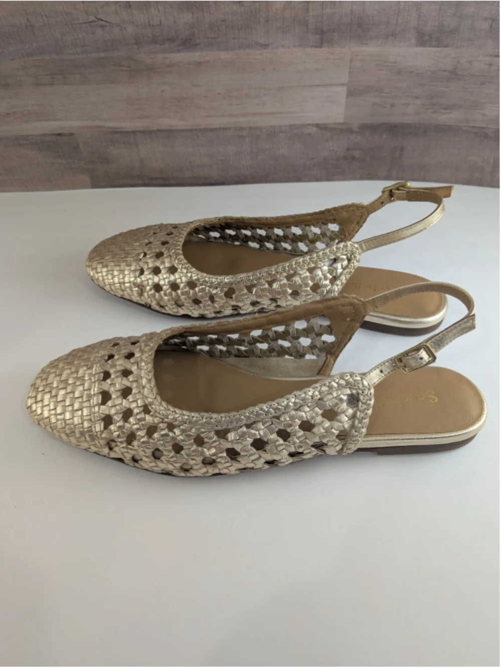Women's Seychelles Gold Woven Slingback 8/5 Flats